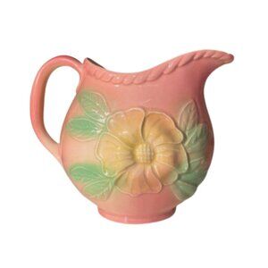 2/$30 Vintage  Hull USA Pottery Pitcher jug vase pink dogwood  flower